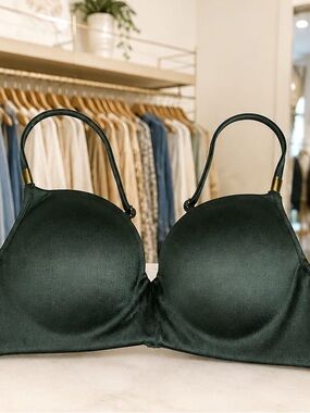 H&M Seamless Padded Bikini Bra Green Wireless Bralette S/M